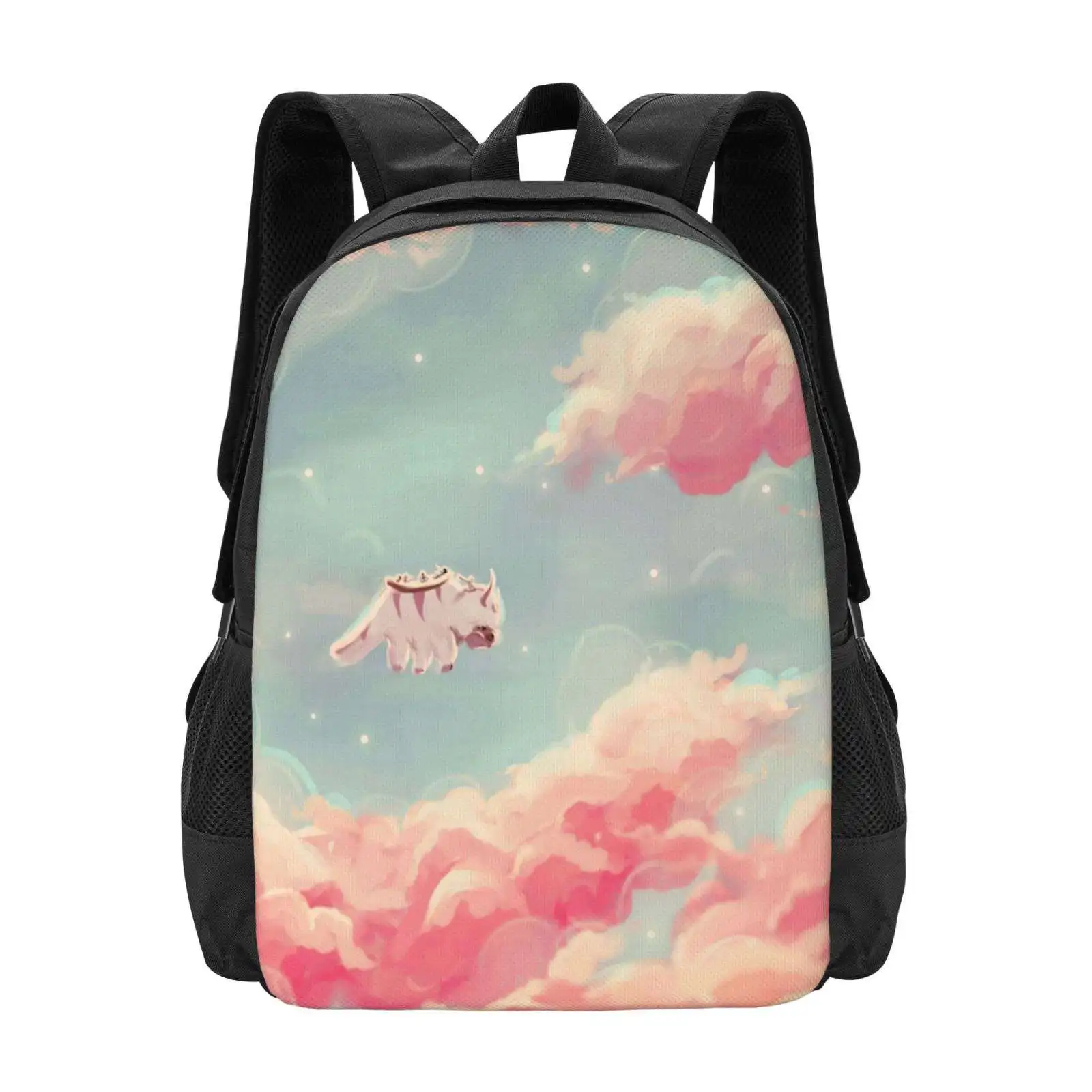 Dreamy Appa Poster V1 Hot Sale Backpack Fashion Bags The Last Airbender Atla Appa And Aang Gaang Aang Gang Team Clouds Sky