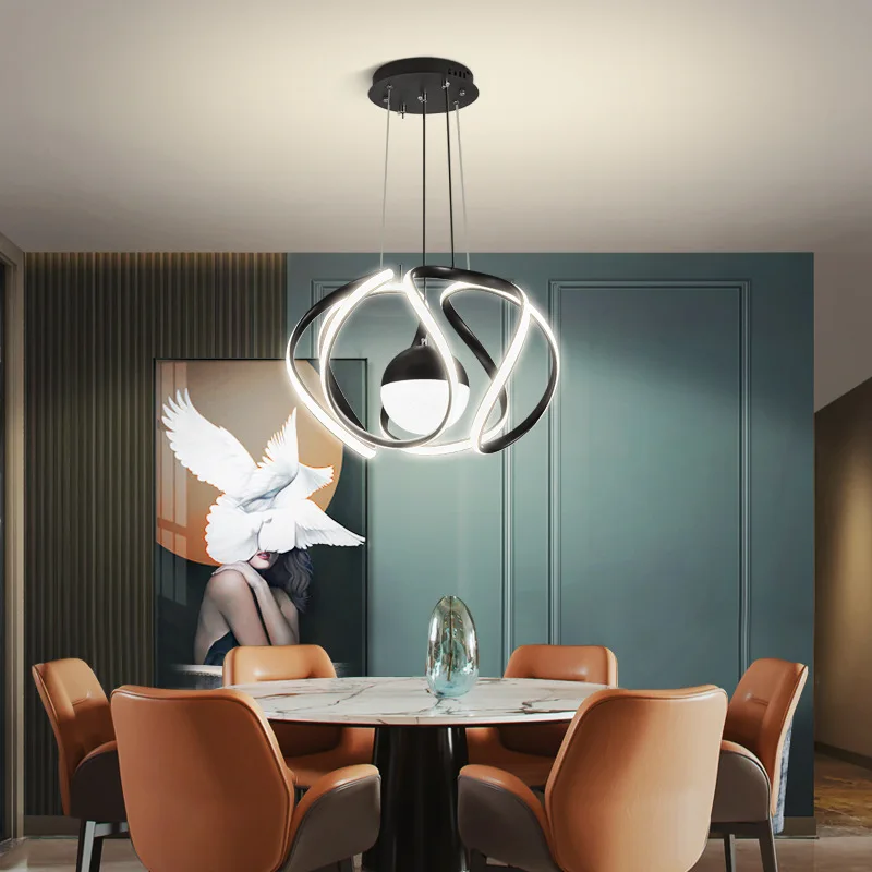 Postmodern Irregular And Bright Pendant Lights Warm Entrance Dining Room Bedroom Simple Balcony LED Art Hanging Chandelier Study