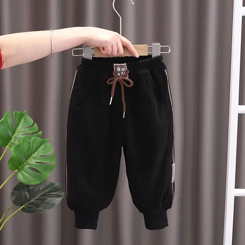 Spring Autumn Kids Cotton Solid Causal Children's Track Pants Boys Girls Full Length Pants Clothes 1 2 3 4 5 Years