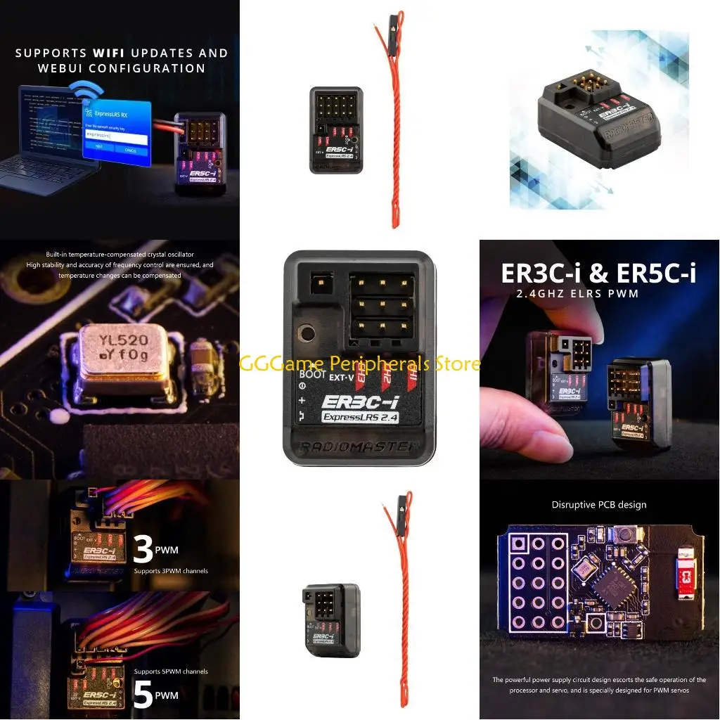 

U55B Advanced ExpressLRS Technology 3/5 Channel PWM Receiver ABS2.4GHz PWM Receiver Simple Installation Durable for Hobbyists