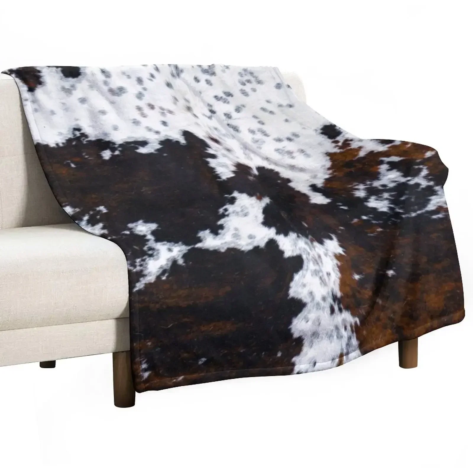 New Spotty cow fur, cowhide style Throw Blanket Machine Washable Soft Warm Blanket