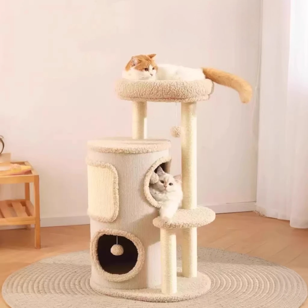 

Accessories Things Cat Tower Scrapers Sandbox Large Cat Tower Castle Modern Stairs Wooden Goods Rascador De Gatos Pet Supplies