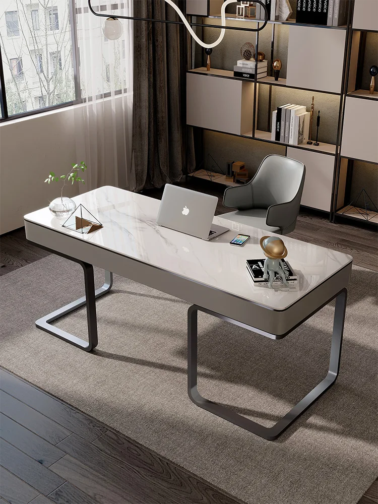 

Italian glossy slate desk and chair combination with modern home small apartment study desk minimalist computer desk