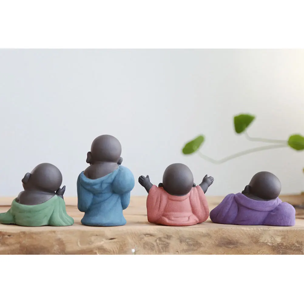 

Mini Sitting Maitreya Buddha in Sky-Blue Ceramic Tea Pet Artisan Crafted Decor for Desktop Home Office Car Fengshui Gift