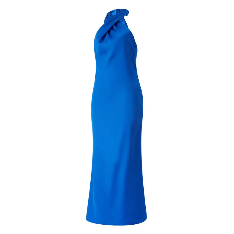 WPNAKS-Robe longue en satin pour femmes, vêtement de soirée, chic, élégant, couleur unie, dos nu, sexy, club, été