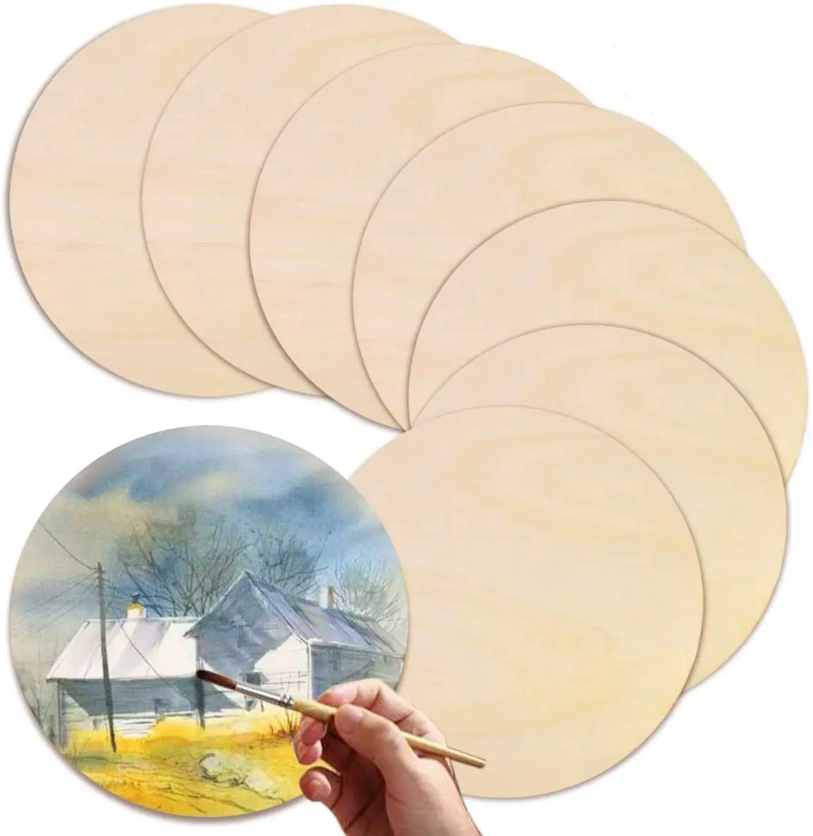 

Diameter 1-10CM Natural Unfinished Round Wood Slices Circles Discs for DIY Craft kids Christmas Painting Toys Ornament Decor