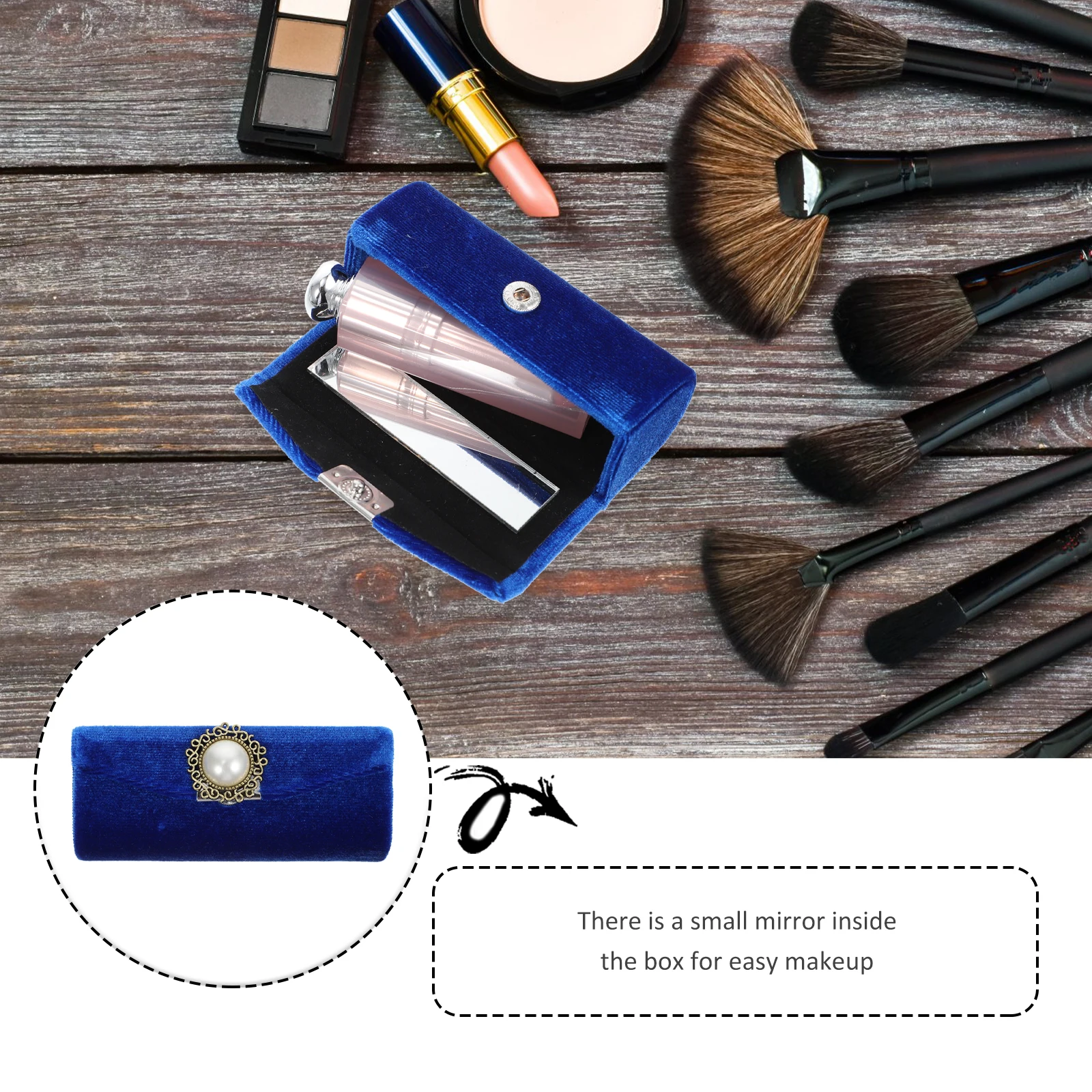 

Lipstick Box Retro Cloth Flower Pattern Pearl Buckle Compact Storage Case For Women Vintage Lip Balm Holder Portable