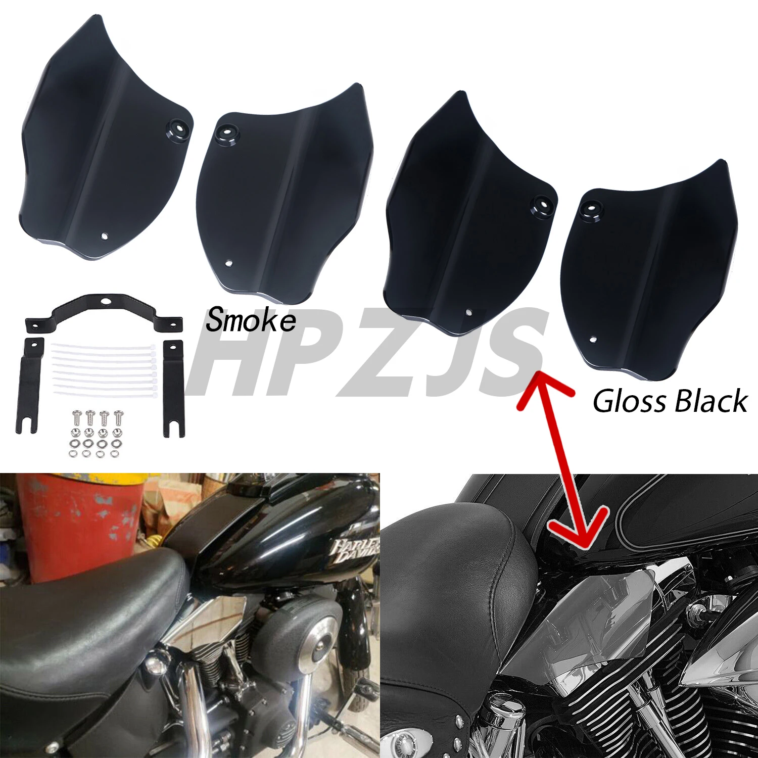 

For Harley Softail FXST FLSTN Classic FLSTC Fatboy FLSTF 2000-2017 Motorcycle Saddle Heat Shield Air Deflector Smoke/Gloss Black