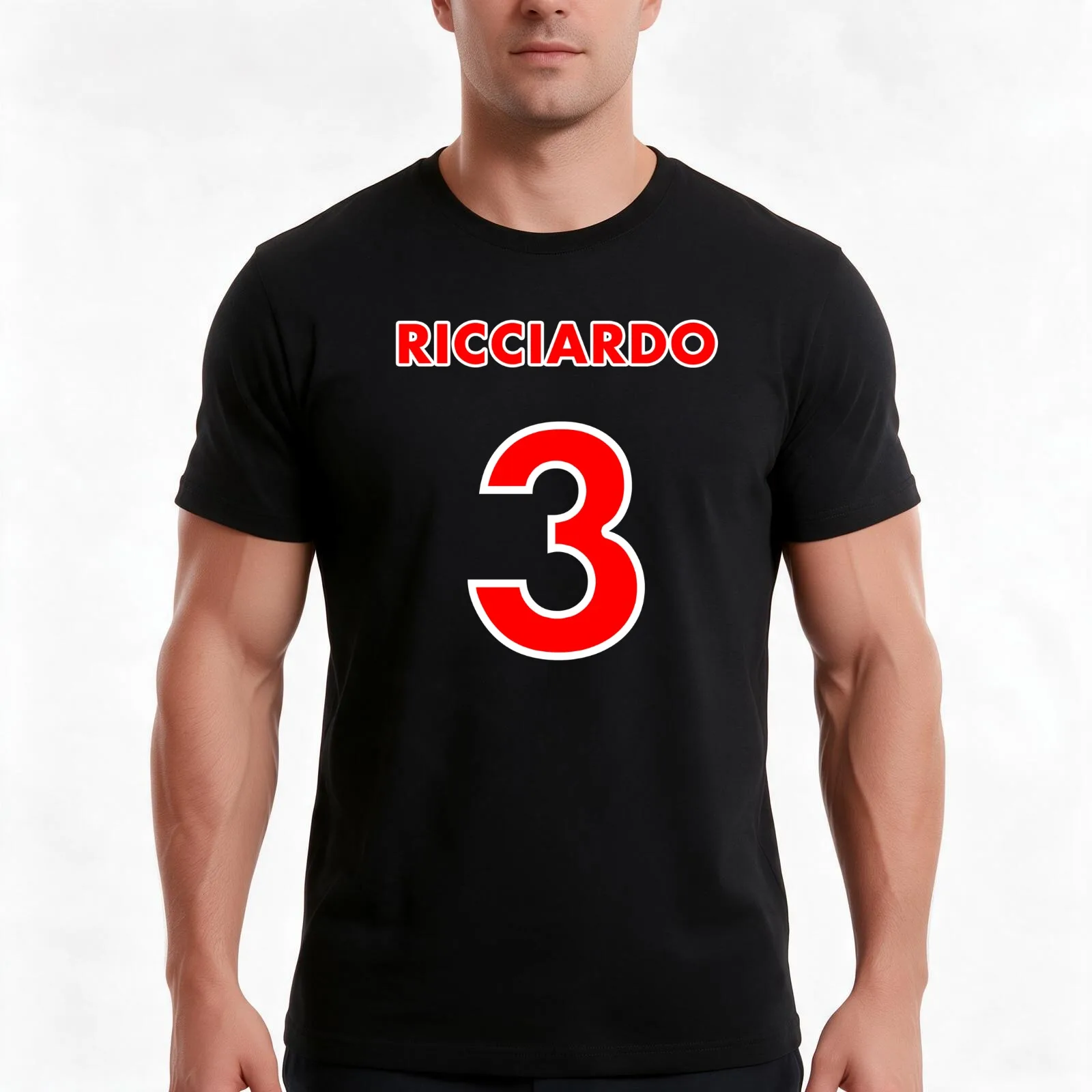 Ricciardo 3 T-Shirt, Summer Casual Cotton Tee, Oversized Streetwear Tops, Vintage Graphic Print, Loose Fit Short Sleeve