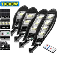 10000W Upgraded 168LED Solar Street Light Outdoor Waterproof LED For Garden Wall Adjustable Angle Solar Lamp Built-in 10000mAH