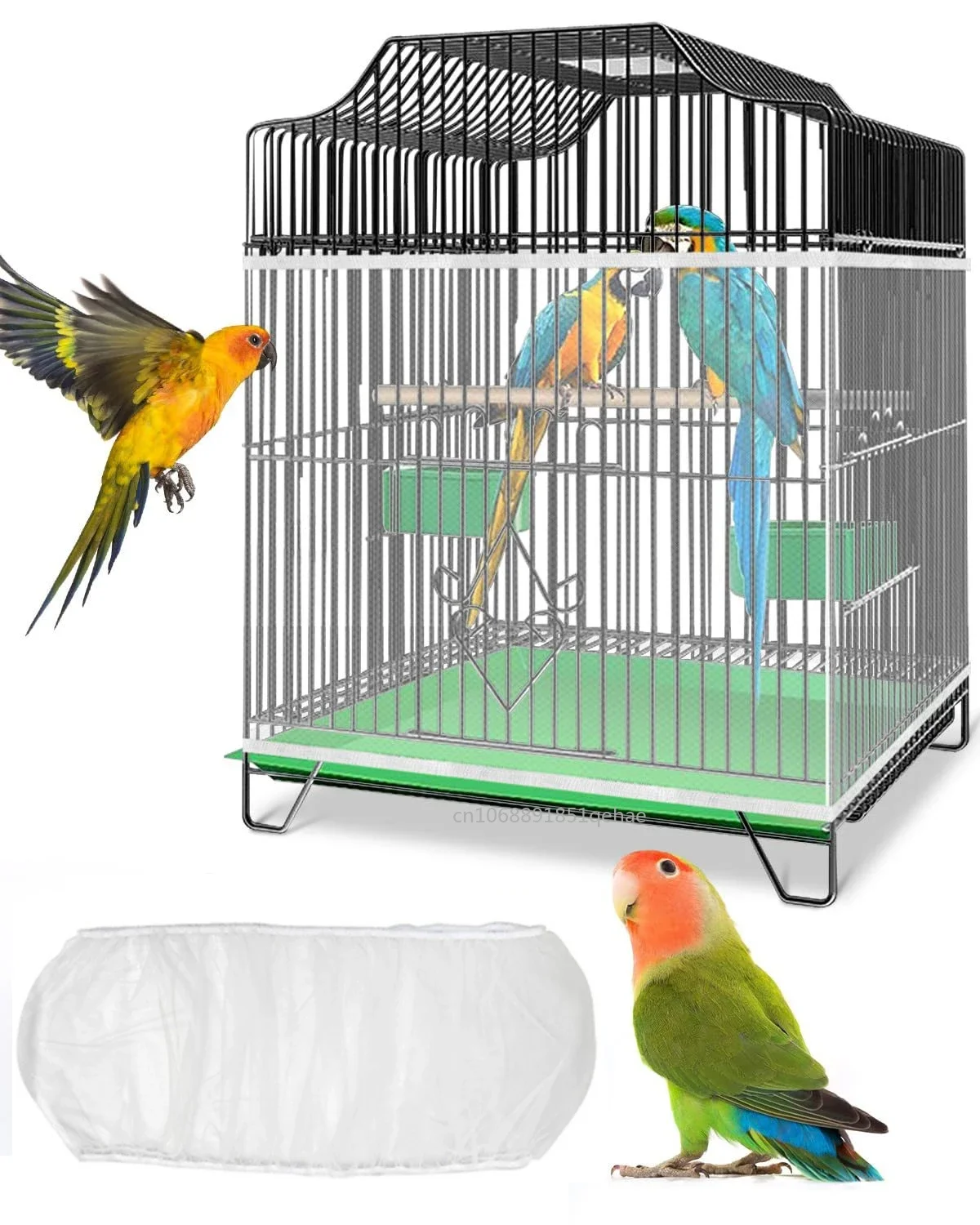 Birdcage Cover Nylon Mesh Bird Parrot Cover Dust Blocking Breathable Fabric Mesh Protective Hood Easy Cleaning Cage Accessories