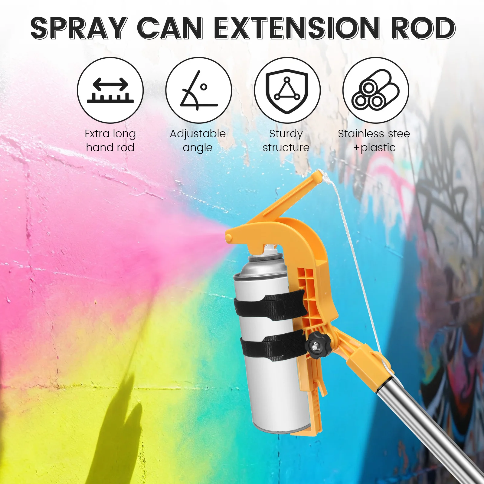 Spray Can Extender Adjustment Sprayer Bracket Adaptor Adjustable Angle Spray Extender with 12 Feet Extension Pole for Wasp Nest