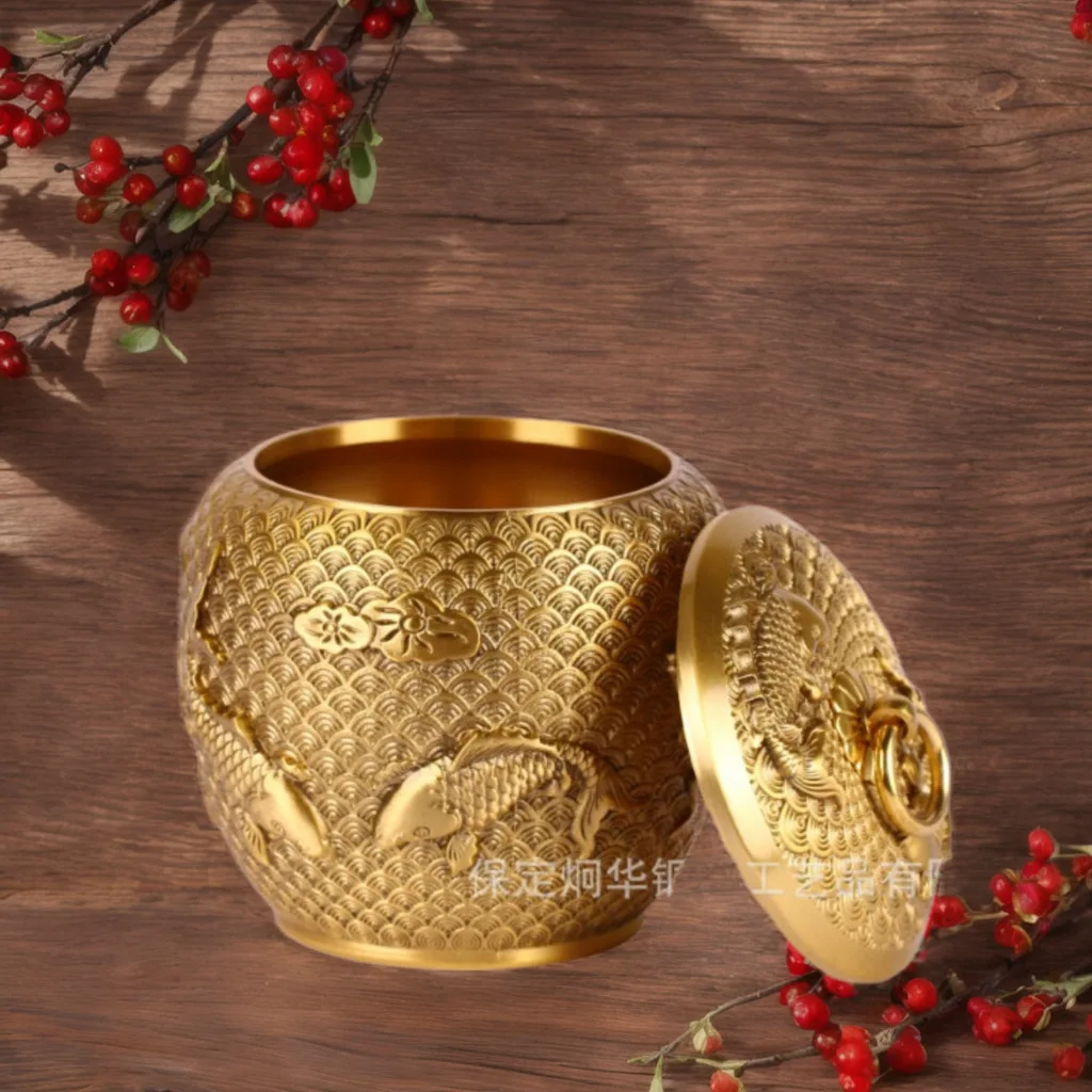 

PYH retro light luxury high sense Pisces picture tea can storage copper tea cans, tea cans, set supplies