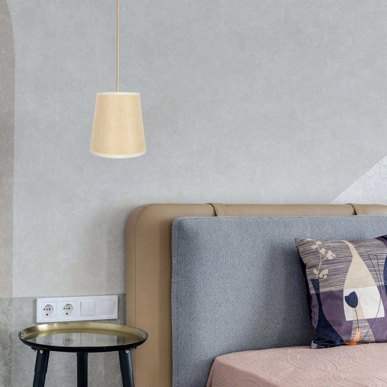 

Lamp Shade Accessories Cloth Lampshade for Table Chandelier Bedside Yellow Fabric Light Cover Dust Protect Durable Iron Frame