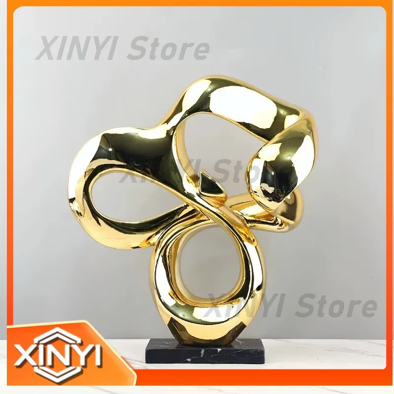 Abstract Flower Sculpture Electroplated Resin Statue for Nordic Style Art Decoration Ornament Hotel Home Decor Accessories