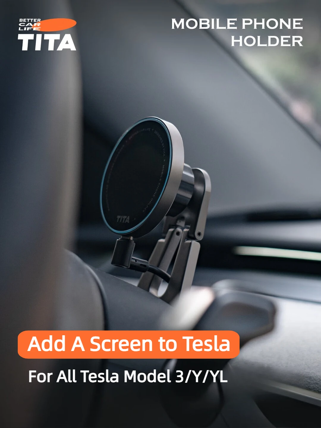 

TITA 2026 Bend Pro Phone Holder for Tesla Model3 Highland Y Juniper,645° Flexible Adjustment,Magsafe Magnetic Wireless Charging