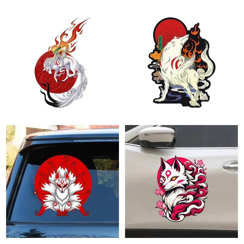 

Car Stickers Creative Decals Fox Red Moon Car Door Protector Bumper Windshield Decoration Vinyl Decal Car Sticker