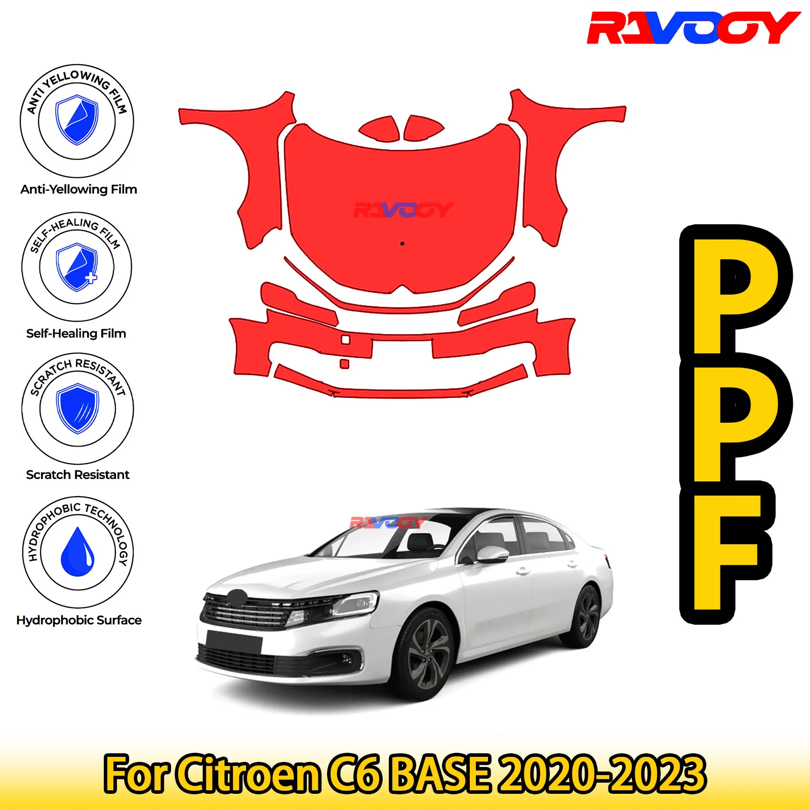 

For Citroen C6 BASE 2020-2023 Glossy Matte Black Precut front PPF Kit Paint Protection Film