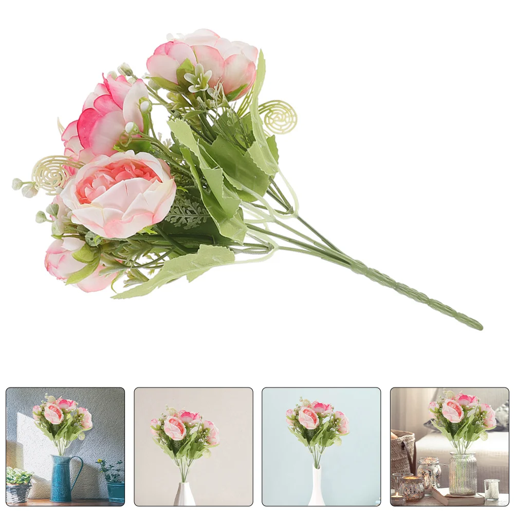 

2Pcs Artificial Rose Bouquet Nordic Design 5 Heads Silk Roses Fake Flowers Picks Wedding Decoration Home Decor Faux Floral