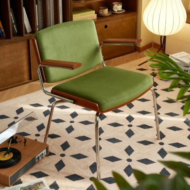 Vintage Style Solid Wood Soft Pack Chair Berlin Leisure Sofa Chair Desk Room Bedroom Makeup Armrest Computer Chair