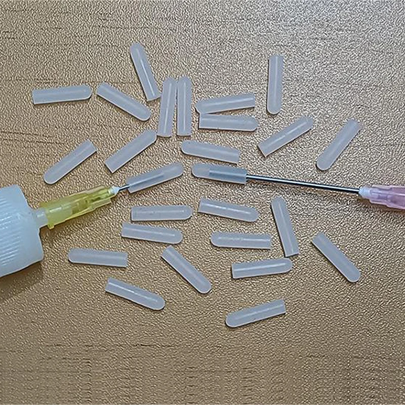 Silicone Dispensing Needle Capa protetora, Seringa Cap, Acessórios eletrônicos, 50pcs