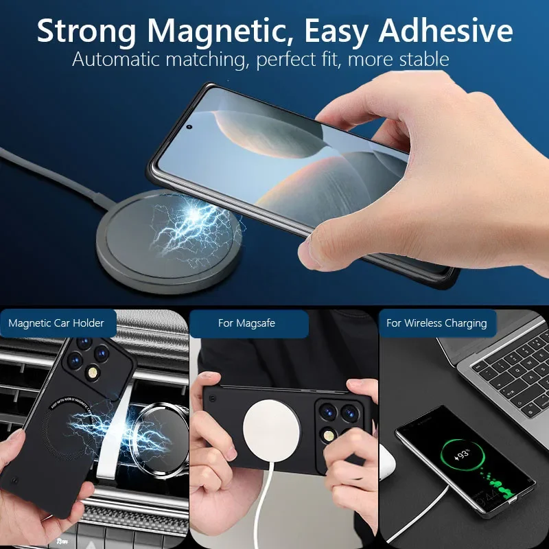 Frameless Magnetic For Magsafe Slim Case For Xiaomi Poco X6 Pro PocoX6 Pro 5G Wireless Charging Hard Back Cover