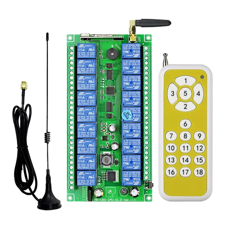 1000m DC12V 24V 18CH 433MHz przekaźnik pilot bezprzewodowy RF przełącznik nadajnika odbiornika anteny ssącej do światła LED lub silnika