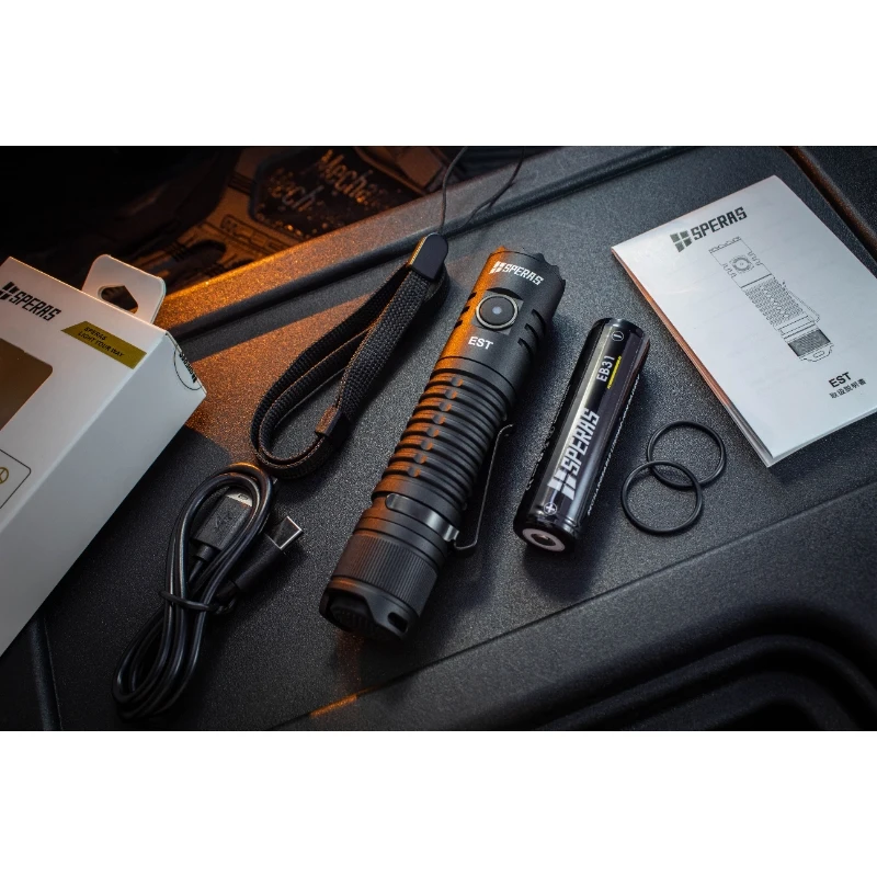 SPERAS EST Tactical Flashlight 1900Lumen Powerful Type C USB Rechargeable 18650 LED Rechargeable Army Military Tactical Lamp image 6