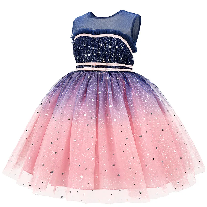 New Summer Tutu Princess Dress For Girls Lace Mesh Sequin Design Party Girls Dress Children Birthday Present