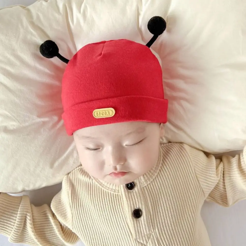 Windproof Cotton Boneless Muslin Hats Solid Color Cute Newborn Hats Elastic 0-12Months Infants Beanie Cap Autumn