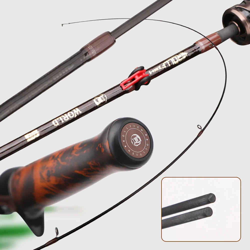 ROLLFISH Solid Wood Handle UL Trout Fishing Rod Carbon Fiber Spinning Casting Super Soft Fishing Rod 1.38-1.8m  Fast Action - view 4