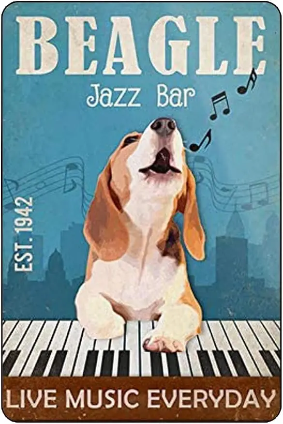 Retro Beagle Dog Jazz Bar Paintings Canvas Wall Art Live Music Everyday Poster Modern Art Prints Canvas Posters Wall Decor  sign