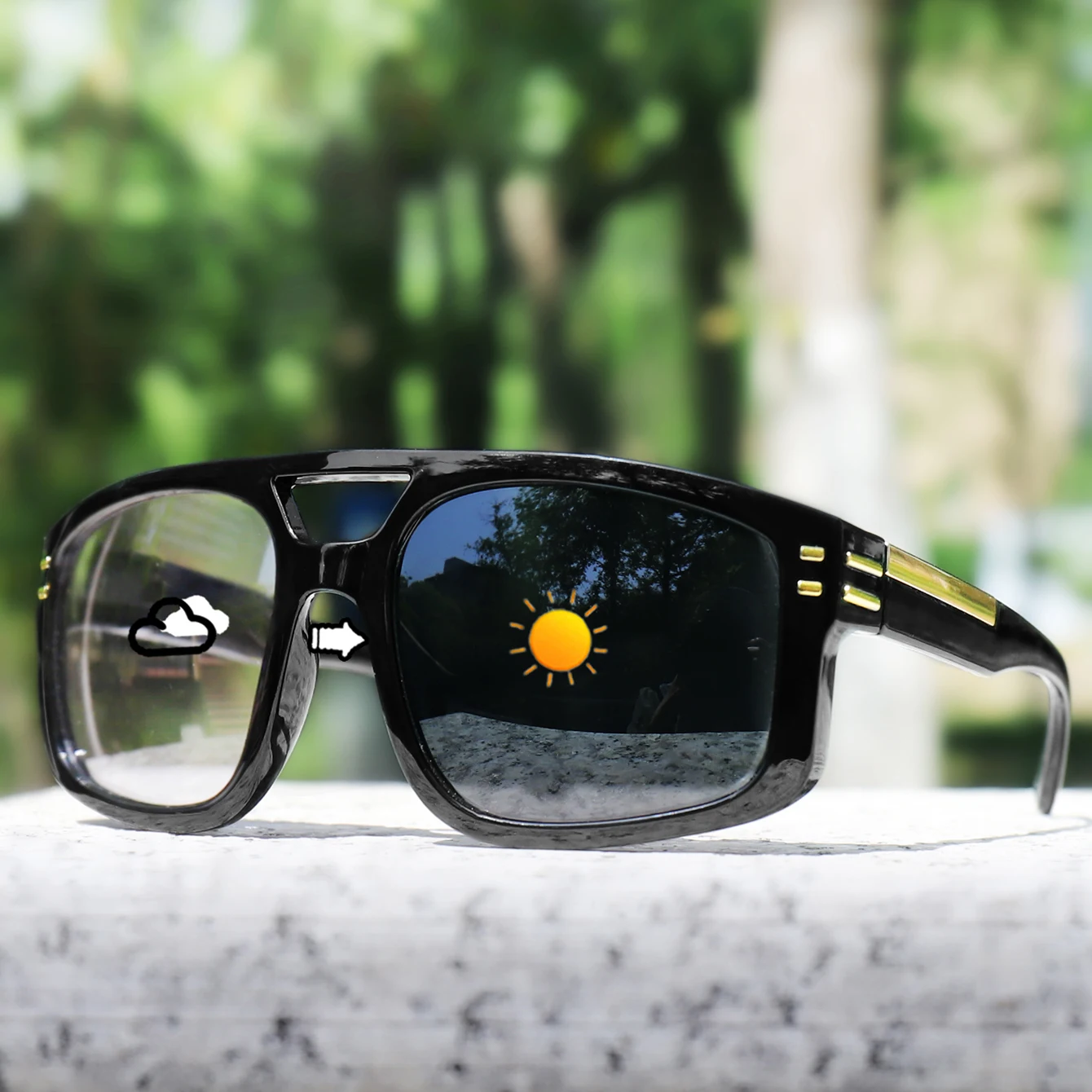 Photochrome Sonnenbrille, Unisex, Outdoor-Sport, quadratische Schutzbrille für Radfahren, Angeln, Fahren, Golf, Reisen, Strand, Freizeitfahren – Detail 1