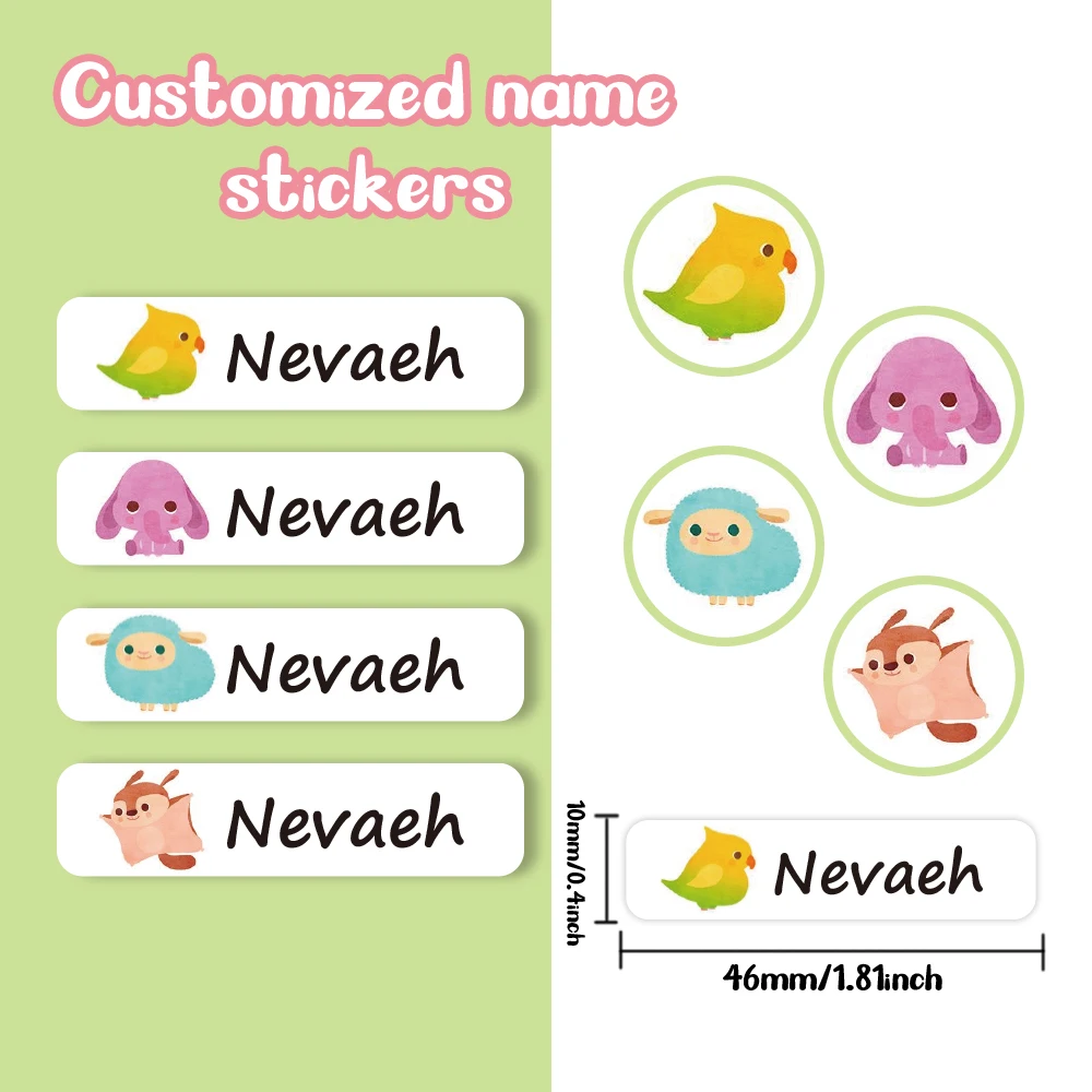 Custom Cute Bird Name Sticker,Transparent Waterproof Stickers for Kids,diy Name Labels for School Bag Bottles Box  Mug Uniform view 2
