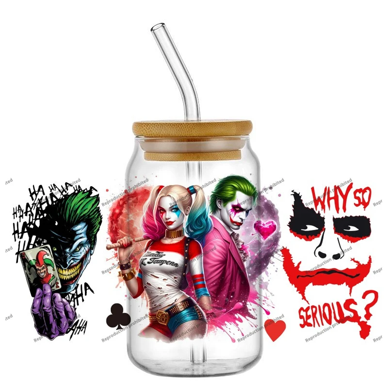 أحدث 35 تصميم شعبية الكرتون جوكر زوجين 16 أوقية UV DTF ثلاثية الأبعاد ملصق مهرج الشارات كوب زجاجي القدح القهوة الحرفية لتقوم بها بنفسك هدية عيد ميلاد #3