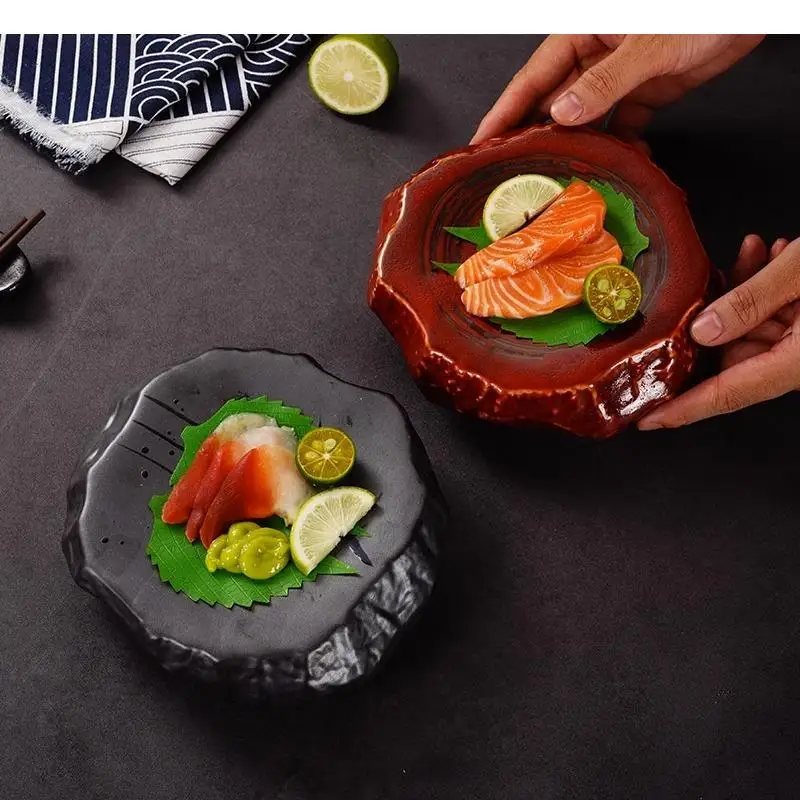 Stone Pattern Ceramic Dinner Plate Sushi Sashimi Dessert Plates Snack Restaurant Specialty Tableware view 3