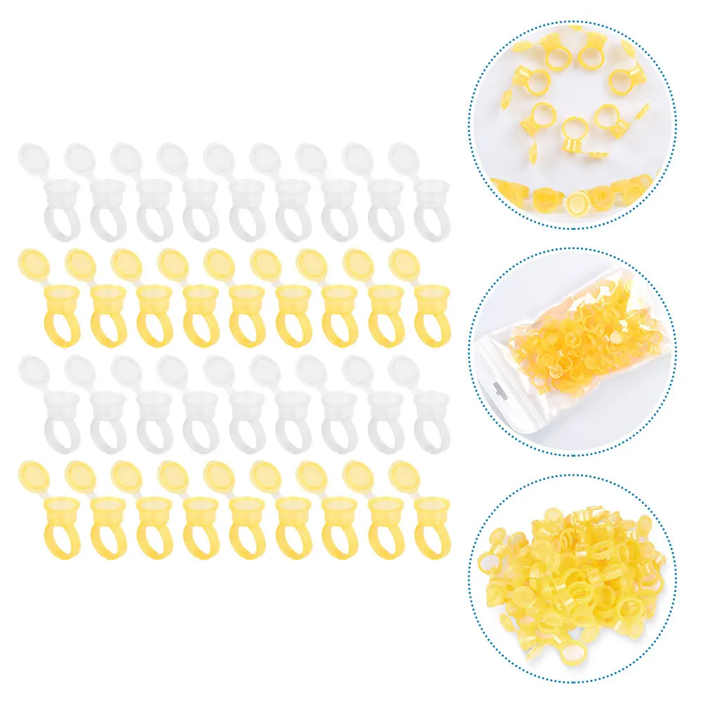 

100 Pcs Pigment Rings Cup Disposable Plastic Makeup Eyelash Salon Supplies Beauty Tools Ink Cups Holders Tattoo