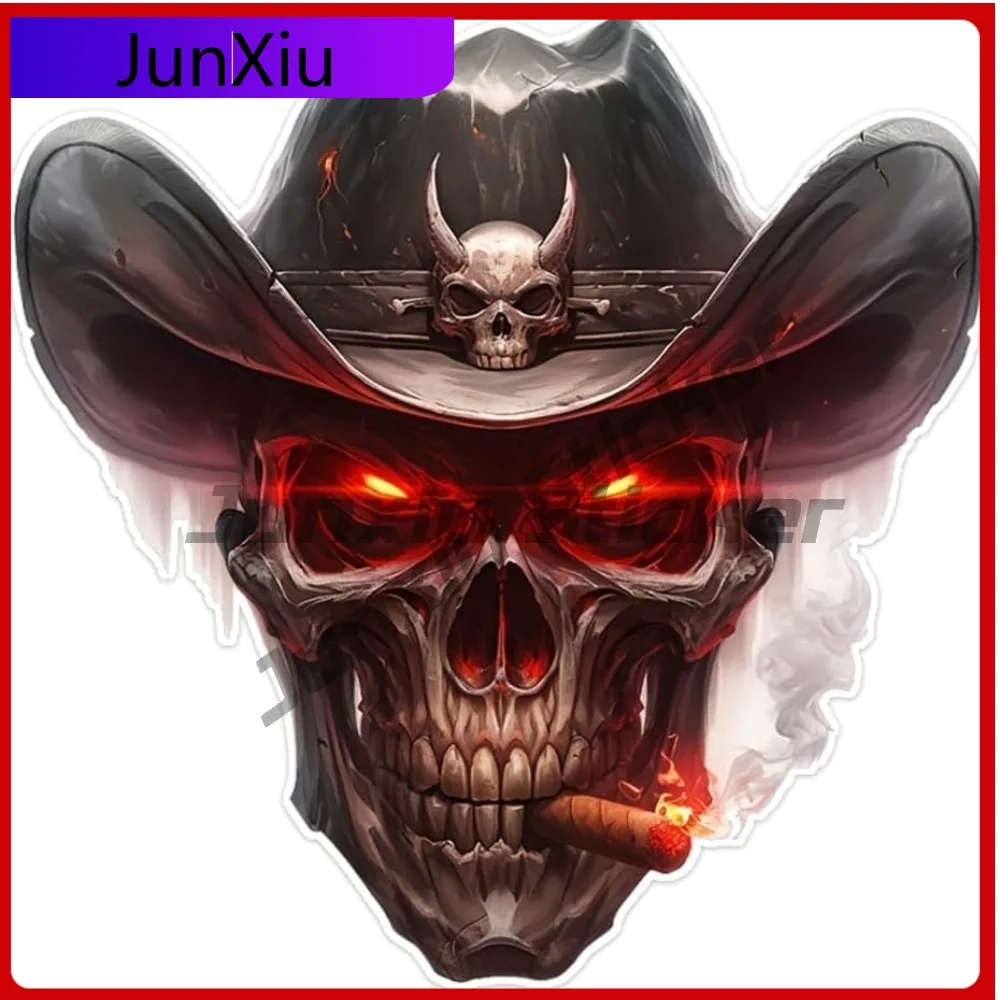 

Cowboy Skull Flame Vinyl Sticker Durabl Waterproof Car Decal Suitable For Car Windows Bumper Side Mirrors Laptops Suv Walls Exte