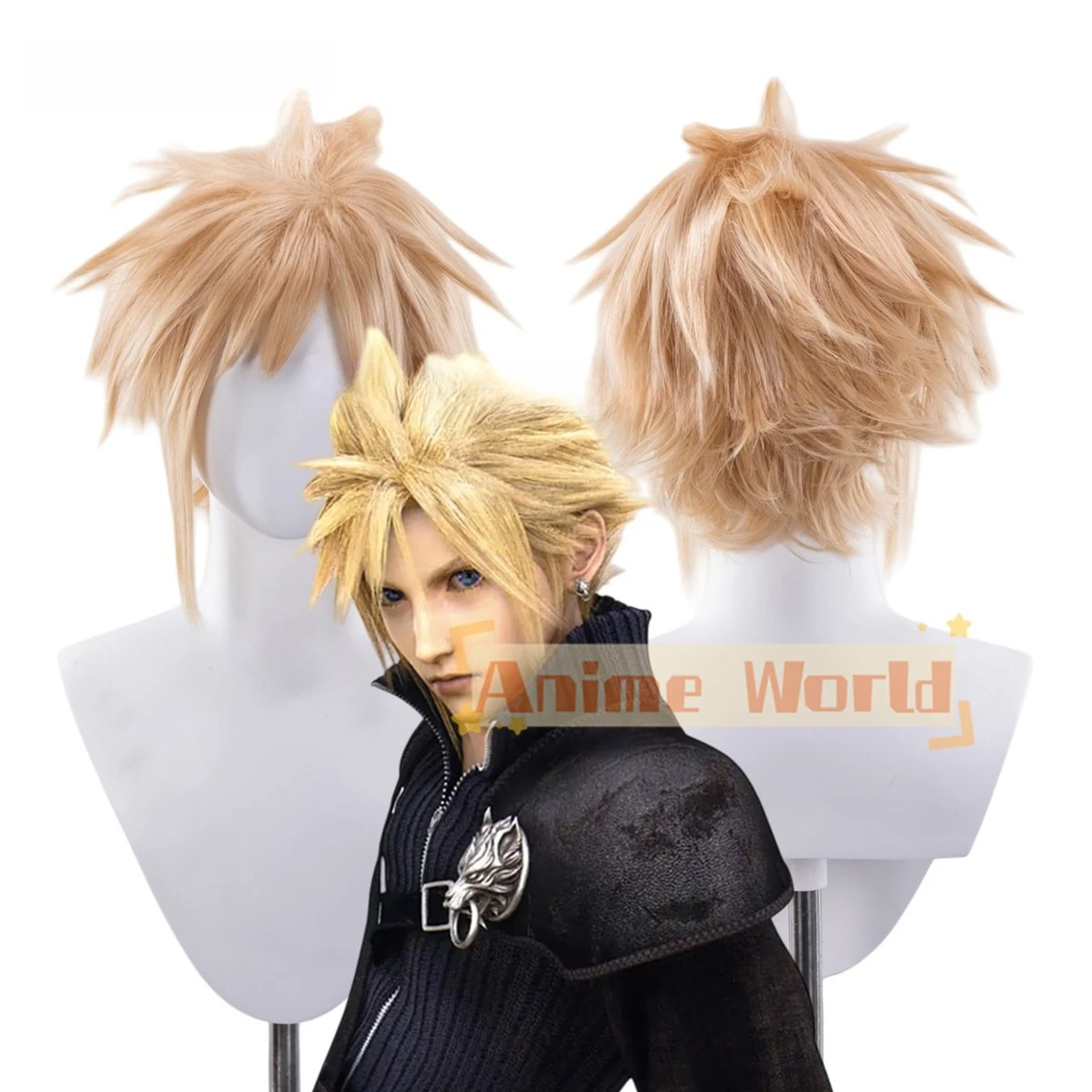 Anime Cloud Strife Wig Halloween Carnival Party Props Synthetic Hair Heat Resistant Fiber + Wig Cap