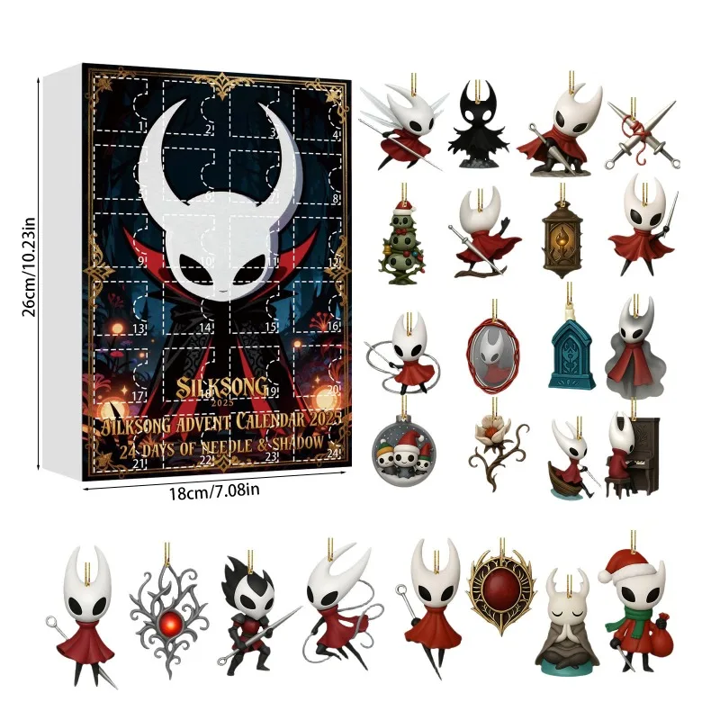

Hollow Knight 2025 Christmas Advent Calendar with 24pcs Cute Hanging Ornaments for Xmas Tree Holiday Countdown Gift