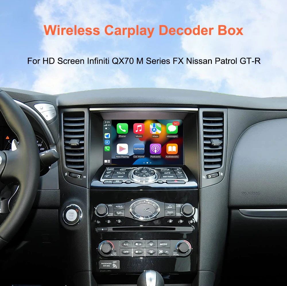 Bonroad Wireless CarPlay Android Auto Nachrüstsätze für HD-Bildschirm Infiniti QX70 FX37 FX35 QX50 EX25 EX37 QX80 QX56 Mirror Link – Detail 1