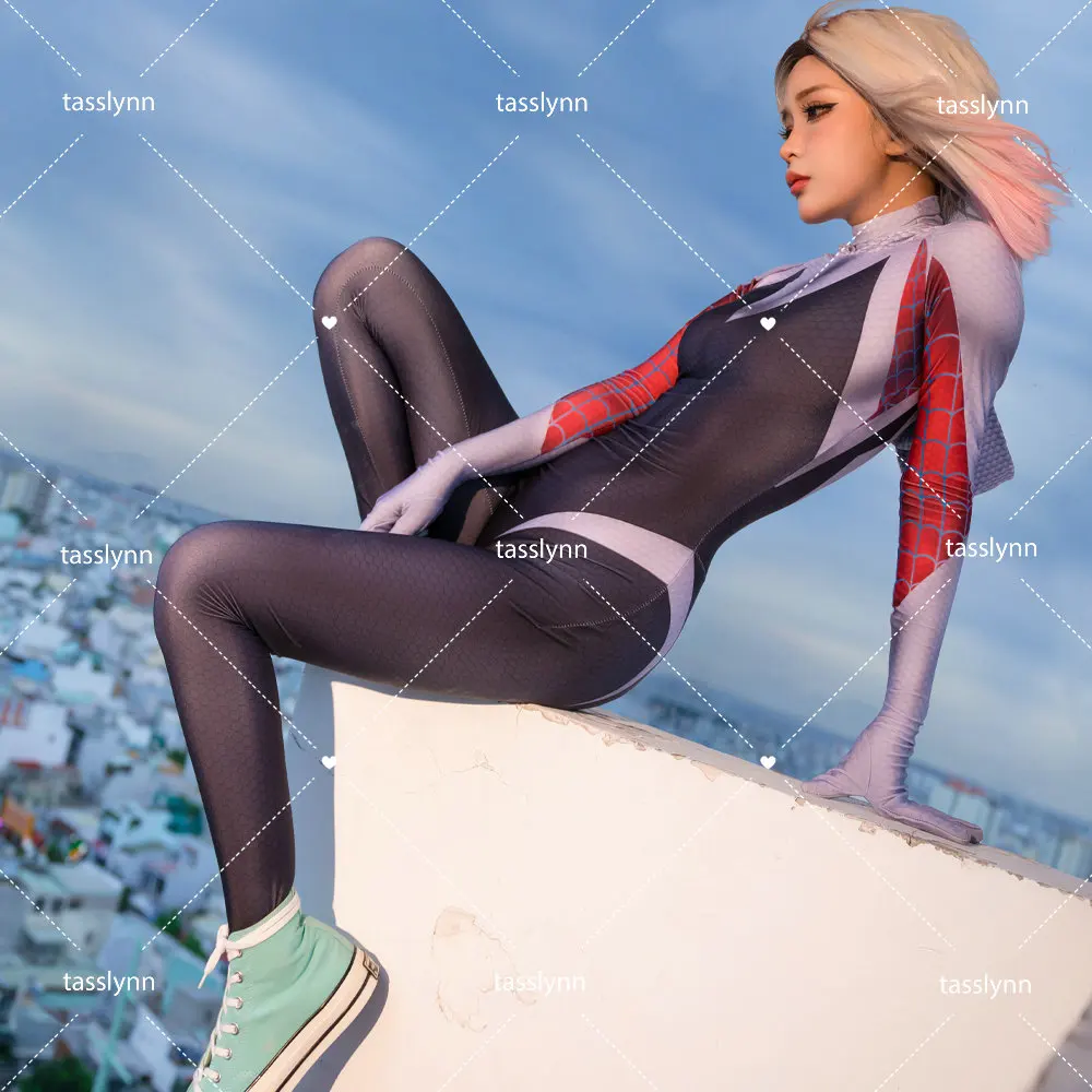 Spider Gwen Cosplay Costumes for Women Spider Girl Zentai Suits for Halloween Party Geek Girls Gwen Stacy Costumes Anime Cosplay