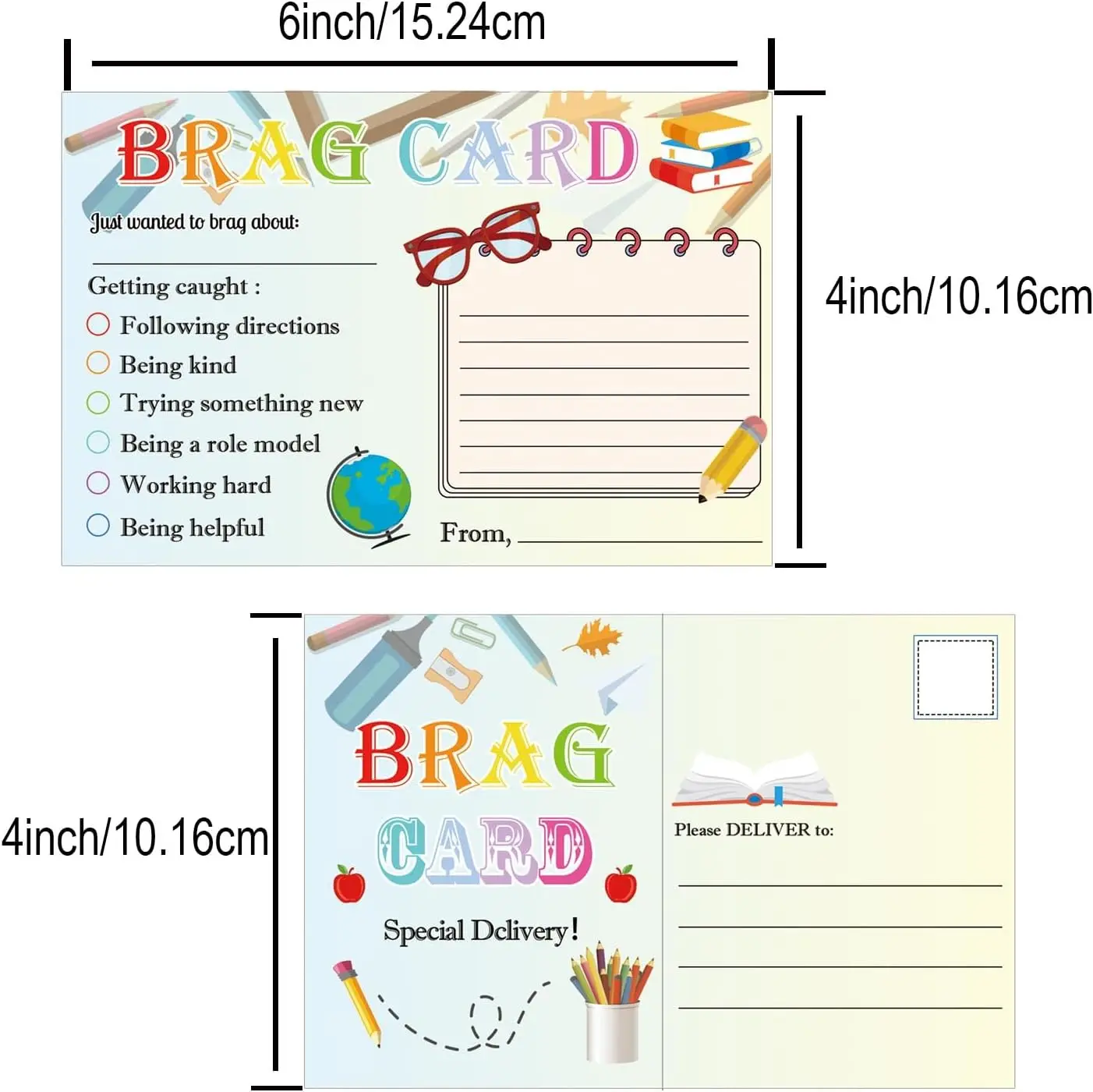 50 Pack Teacher Mail Brag Cards Postcards For Notes Home To Parents - 4 * 6 Inch