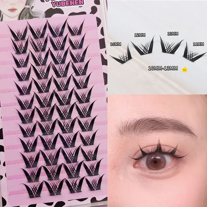 12Rows Dense False Eyelashes Single Cluster Eyelash Extension Segmented Lashes caricature Little Devil Lashes Makeup Tool