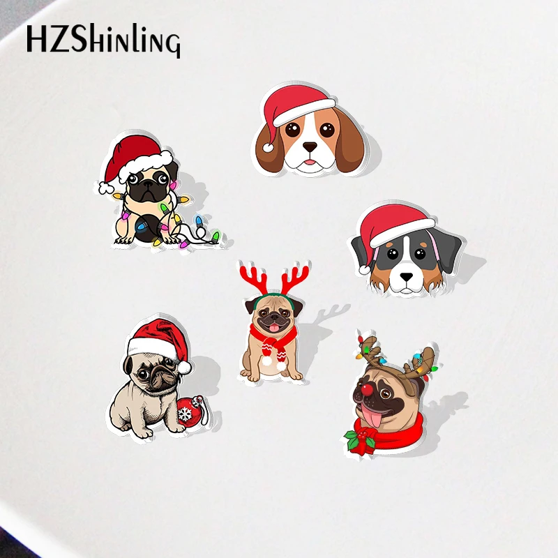 كارتون عيد الميلاد الكلب الاكريليك طوق دبوس ، دبابيس التلبيب ، التلبيب ، الراتنج ، الايبوكسي ، نمط ، 2023