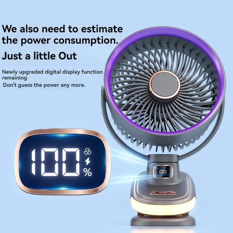 Air Circulation Fan Brushless Motor Wall Mounted Desktop Fan Clip Fan Night Light Illumination Mini Charging Intelligent Timed