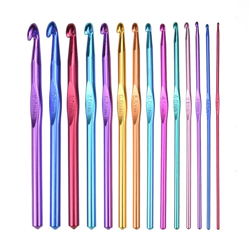 Aluminum Crochet Hooks Multicolor Mixed 2-10mm Knitting Needles Diy Craft Yarn Sewing Needle Mom's Gift Sewing Kit Accessories