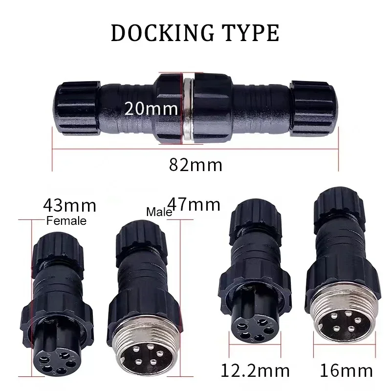 5/20Sets GX16 M16 QL16 16MM Aviation Plug&Socket:Male Female Docking Back Nut Panel Mounted Connector with 2/3/4/5/6/7/8/9 Pins