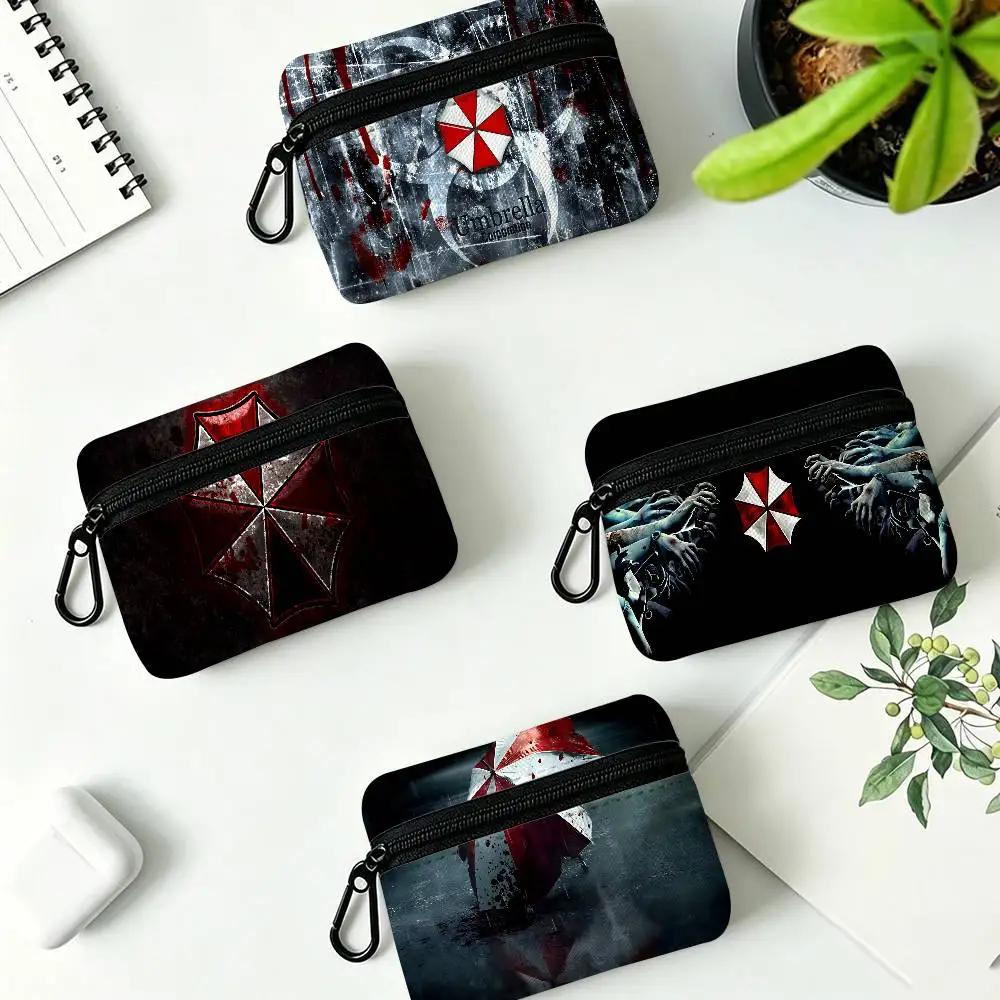 Umbrella Corporation Laser Oxford Fabric Mini Coin Wallet Smooth Zipper Hanging Design Multi-use Small Storage Bag For Travel