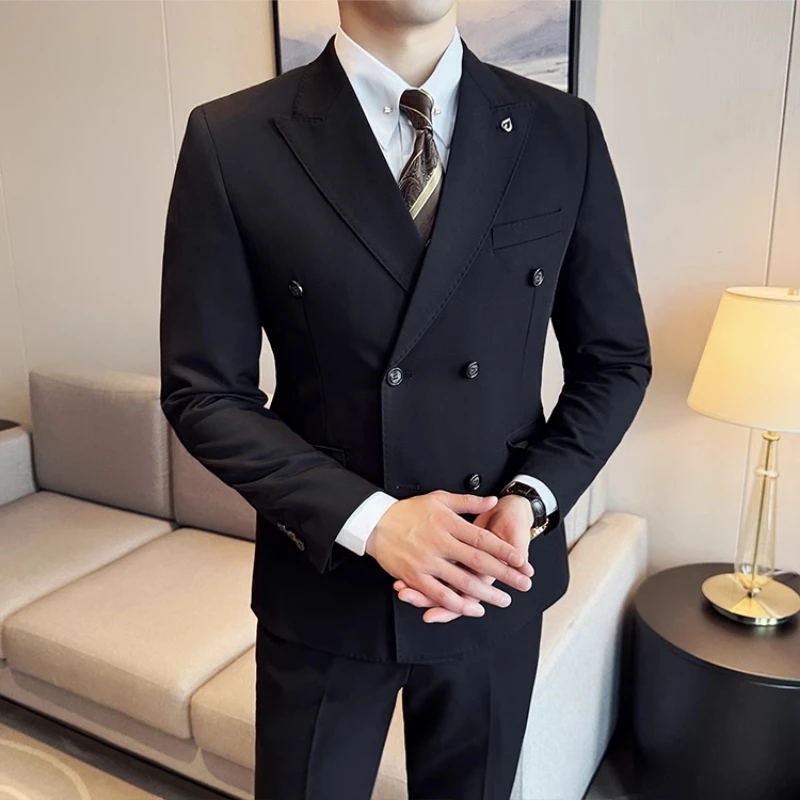 2024 Spring New Ins British Style (suit + Trousers) Trend Slim-fit Business Gentleman Men\'s Suit Suit Large Size Two-piece Set